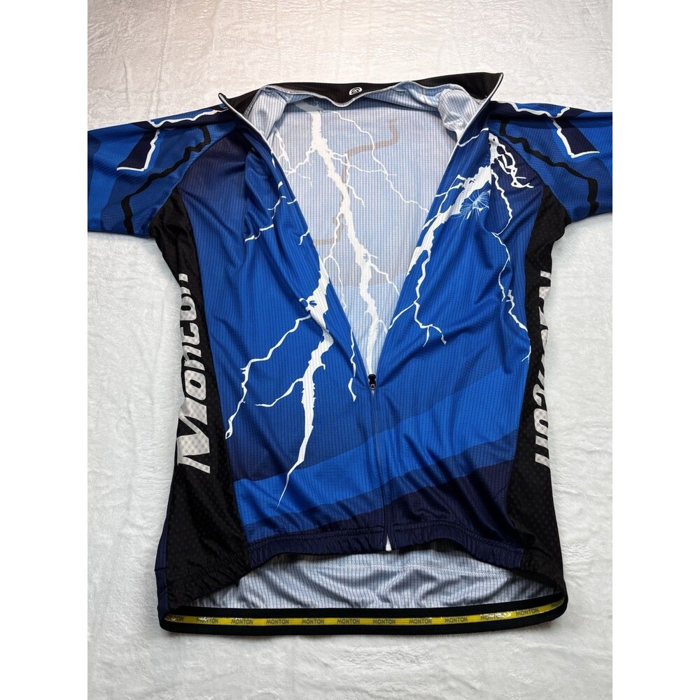 Monton Sports Cycling Jersey Mens Xxxl Us Xl Lightning Bolt Full Zip Bike Shirt View 4